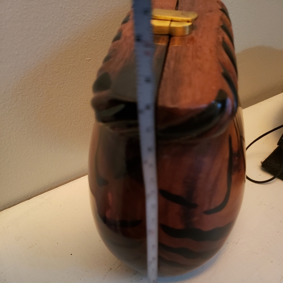 Timmy Woods of Beverly Hills Rare Hand Carved Tiger Striped Wooden Purse - Picture 2 of 8